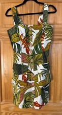 Farm Rio Dress Size MED Button Up Front Tropical Print Date Night Summer