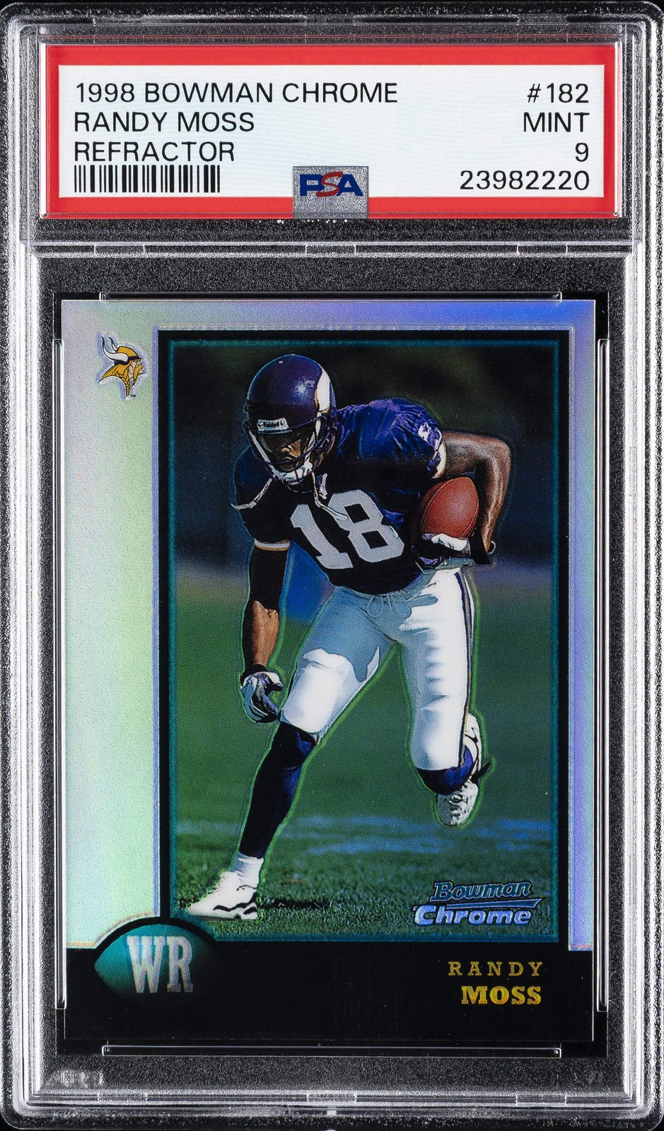 1998 BOWMAN CHROME REFRACTOR #182 RANDY MOSS ROOKIE RC PSA 9