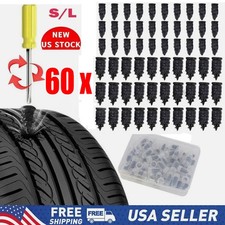 60x Car Tubeless Vacuum Tyre Puncture Repair Kit Screw Nails Tire Patch Plug Fix