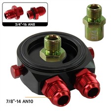 Universal 10AN Oil Cooler Oil Filter Sandwich Plate Adapter 3/4-16 UNF M20x1.5