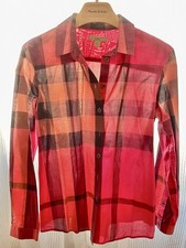 Camicia Donna Burberry Brit Fucsia Check | XS | Cotone Originale Usato
