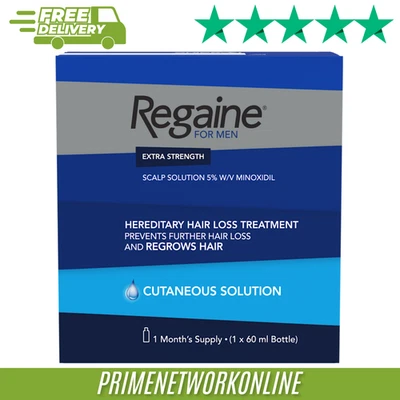 Regaine for Men Extra Strength Scalp Solution 5% w/v – 60ml 100% ORIGINAL ⭐⭐⭐⭐⭐