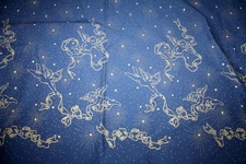 METALLIC GOLD ANGEL RIBBON BORDER ON NAVY BY DAISY KINGDOM - 100% COTTON