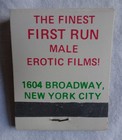 Vintage Full Matchbook, Big Top, Gay Adult Male Erotic Films Movies, NYC, LGBTQ — photo 2