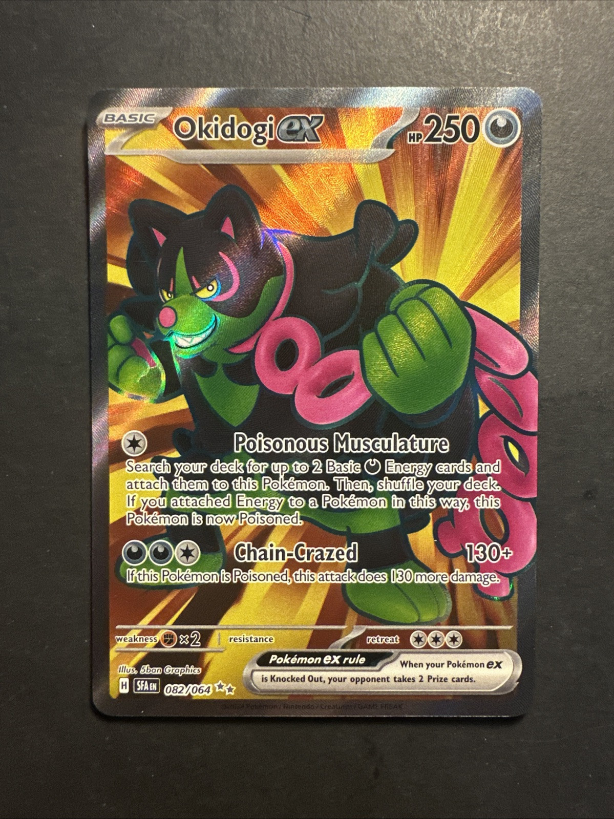 2023 Pokémon SV Shrouded Fable Okidogi EX 82 /64 Full Art Holo Rare Illustration