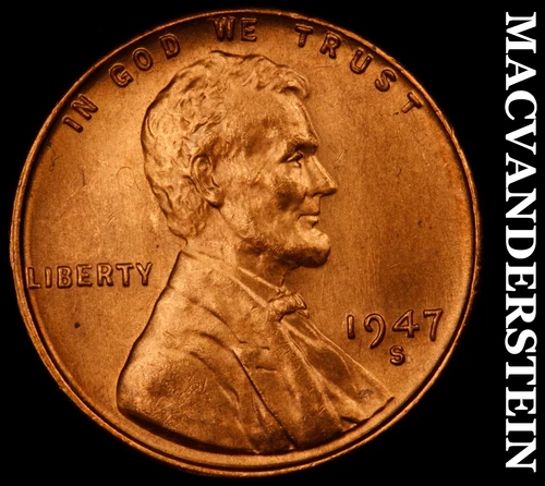 1947-S Lincoln Wheat Cent- Choice Gem Brilliant Uncirculated Luster #J147