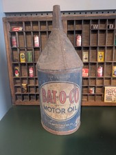 Rare Antique BAT-O-CO Metal Motor Oil Can - 5 Quart - Battenfeld Oil Detroit
