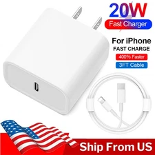 20W Wall Adapter Fast Power Charger &3FT USB-C Cable for iphone 14 13 12 11 8 XR