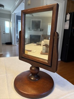 Vintage Shaving Mirror The Hamilton Co Two Rivers Wis. Swivel Tilt Turn 360 Wood