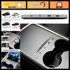 USB Hub Charger for Tesla Model 3/Y - Fast Charging Dock with Retractable Cables