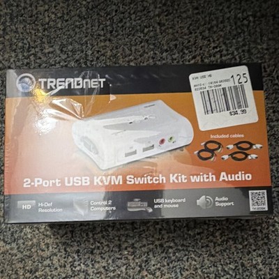 TRENDnet 2-Port USB KVM Switch Box TK-209K Audio Support 1.2m White