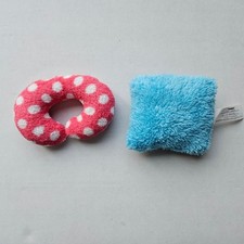 Doll Pillow Combo Pink Polka Dot Neck Pillow Square Blue Plush Satin Pillow Mini