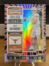 ARCH MANNING 2025 CONTENDERS NIL TEXAS COLLEGE TICKET RED WHITE & BLUE HOLO #1