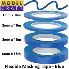 FLEXIBLE MASKING TAPE 1-10mm width 18m Airbrush Detailing Art DIY ModelCraft
