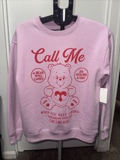 NEW Care Bears Valentine's Day "Call Me" Graphic Sweatshirt Women's Medium