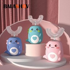 Children U-shaped Electric Toothbrush 360 Degrees Smart Cartoon Kids Silicone