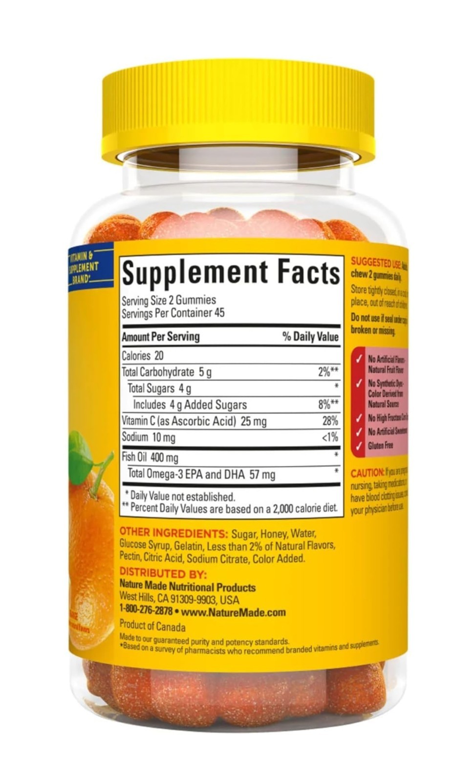 Nature Made Fish Oil  400mg 90 Gummies, Heart Healthy Omega 3