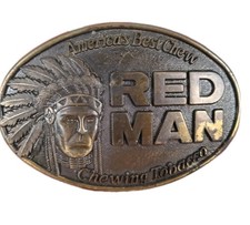 Red Man Chewing Tobacco Brass Belt Buckle 1988 Limited Edition The Pinkerton Co