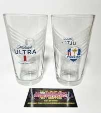 Michelob Ultra Ryder Cup 2025 Golf 16 oz Pint Beer Glasses Set of Two Brand New!