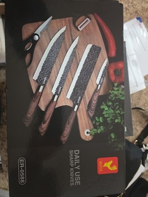 Ereasthqs Daily Use 6 Piece Corrugated Kitchen Knife Set