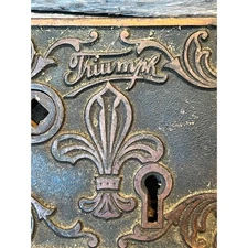 Antique Cast Iron Triumph Rim Box Door Lock 19th Century Hardware