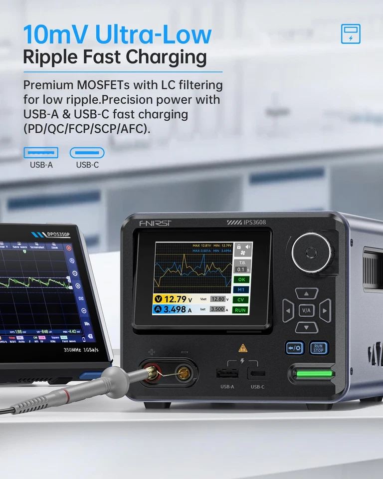 FNIRSI IPS3608 DC Fuente de Alimentación Variable, 36V 8A Fuente de Alimentación de Banco con 10mV... Foto 3 de 4