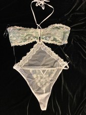 NWT Victorias Secret Sz XL Very Sexy White Daisy Halter Teddy Bodysuit Lingerie