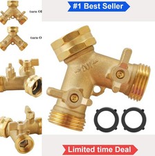 Garden Hose Splitter 2 Way Heavy Duty Solid Brass Outdoor Faucet Y Valve