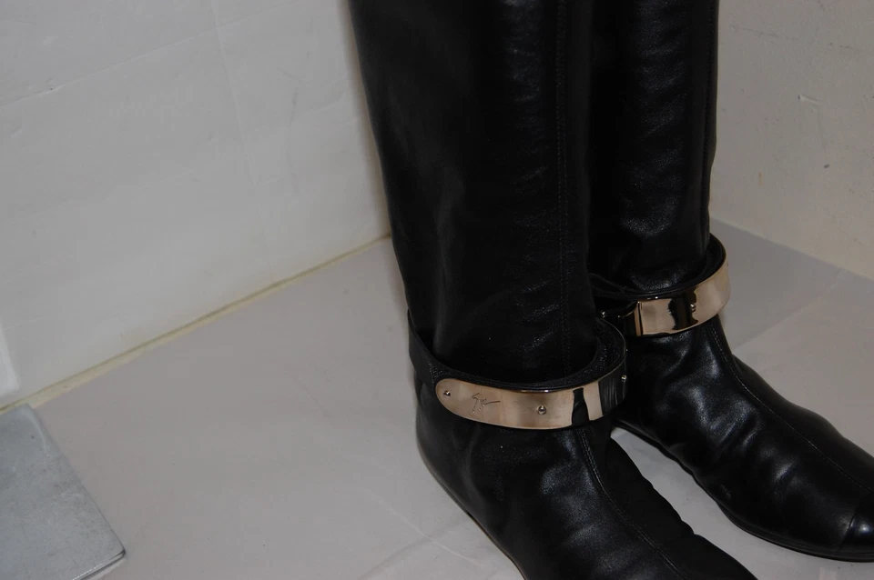 37.5/7.5❤️Giuseppe Zanotti Over Knee Thigh High Leather Biker Low Heel Boots - Image 4 of 4