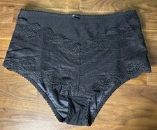 VINTAGE Nylon Floral Lace Panties Sz M NWOT Black Nylon 90s Shaper Bikini HOT