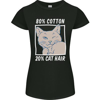 Lustiges Damen-T-Shirt Teil Baumwollteil Katzenhaar zierlich geschnitten