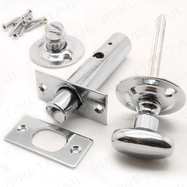 Premium Chrome Bathroom Door Lock Screws Privacy Toilet Security Turn