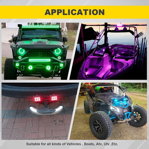 4 inch LED Pods Work Light BAR Multi-Color Chasing RGB Halo Strobe FIT For SUV x - Picture 7 of 8