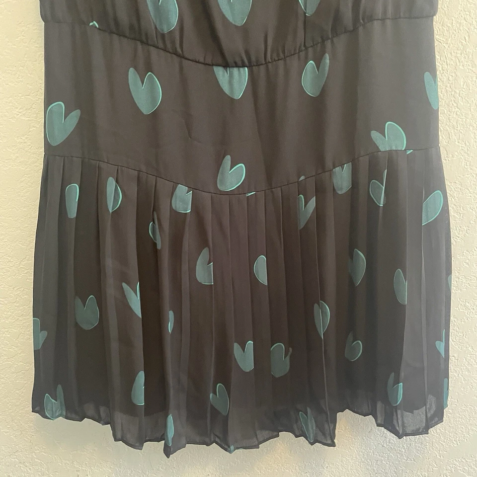 Ann Taylor лофт размер 18 без рукавов с подкладкой платье черный зеленый сердца со складками - Изображение 2 из 4