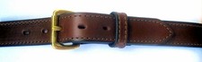 CHOCOLATE BRIDLE LEATHER BELT/BRASS BUCKLE / 1.25" / AMISH MADE IN THE USA