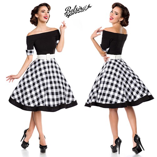 Vestito Vintage Anni 50 Rockabilly Donna PinUp Retro Gonna Svasata 50048 |  eBay