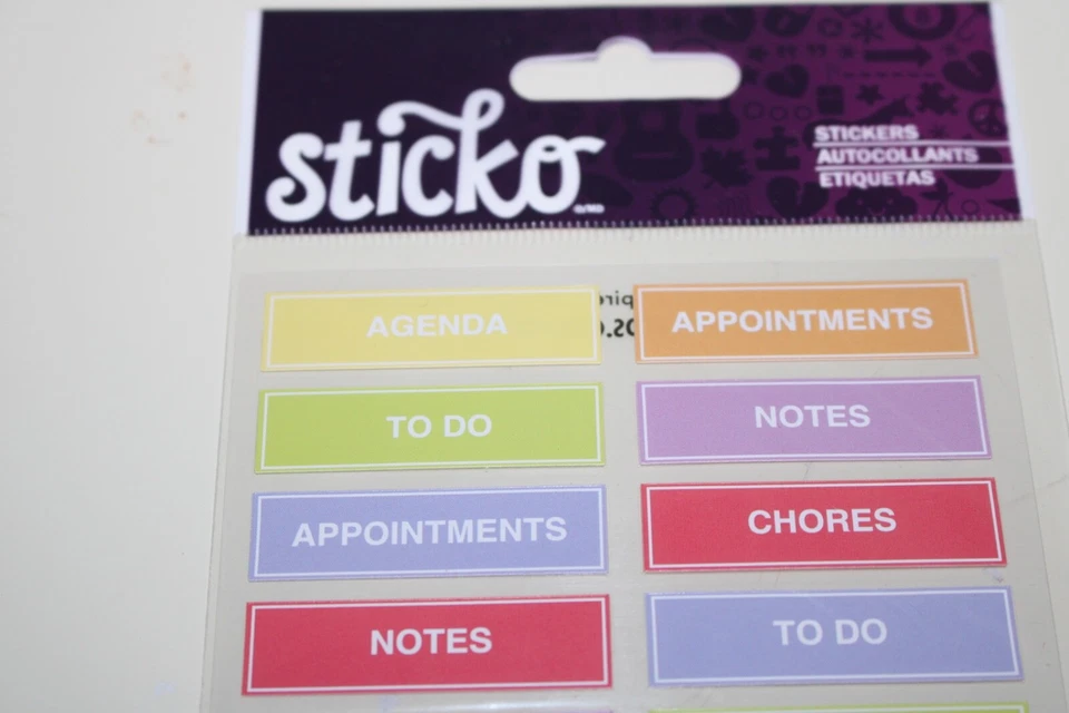 Sticko Autocollant Multi Color Planner Labels 24PC Note Chores ToDo Scrapbooking - Image 3 of 4