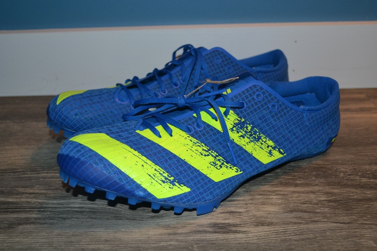 ADIDAS ADIZERO FINESSE MENS TRACK AND FIELD SPIKES BLUE YELLOW