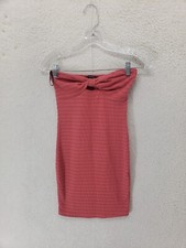Forever 21 Women Dress Small Pink Poly Blend Off Shoulder Tube Bodycon Mini