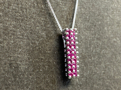 10K Weißgold Halskette 1,84g feiner Schmuck 18'' Preiselbeere Farbe Steine Charm