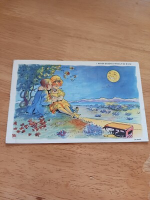 I NEVER ENJOYED MYSELF SO MUCH, VINTAGE LOVE POSTCARD,  STAMPED 1934