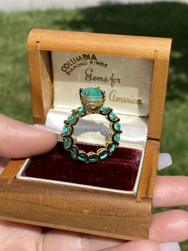 100% GENUINE COLOMBIAN EMERALD MULTI GEMSTONE RING, ETERNITY BAND, LADY AMERICA’