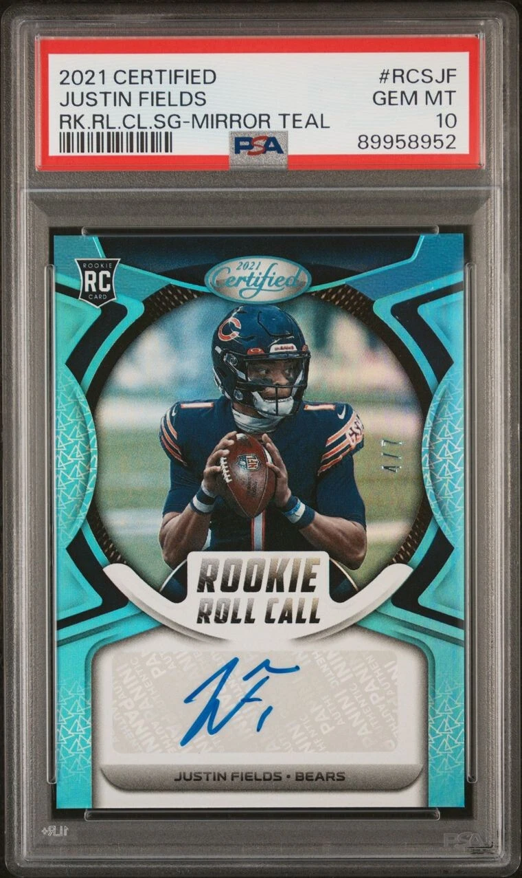 Justin Fields Panini Certified Rookie Roll Call Signatures #RCSJF Mirror Teal