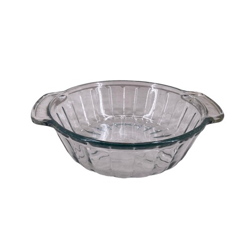 Anchor Hocking 2 qt Clear Glass Bowl w/Handles Blue Plastic Seal Lid - Picture 3 of 12