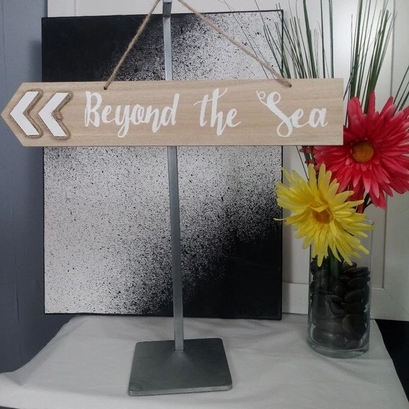 Nautical Wood Sign NEW Nautical And Beach House Theme Beyond The Sea -Hanging - Image 3 of 4
