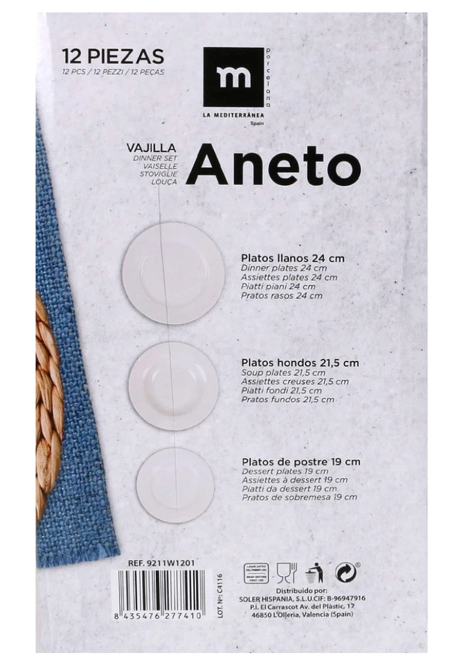 Piatti servizio tavola rotondo tris bianco porcellana - Immagine 2 di 3