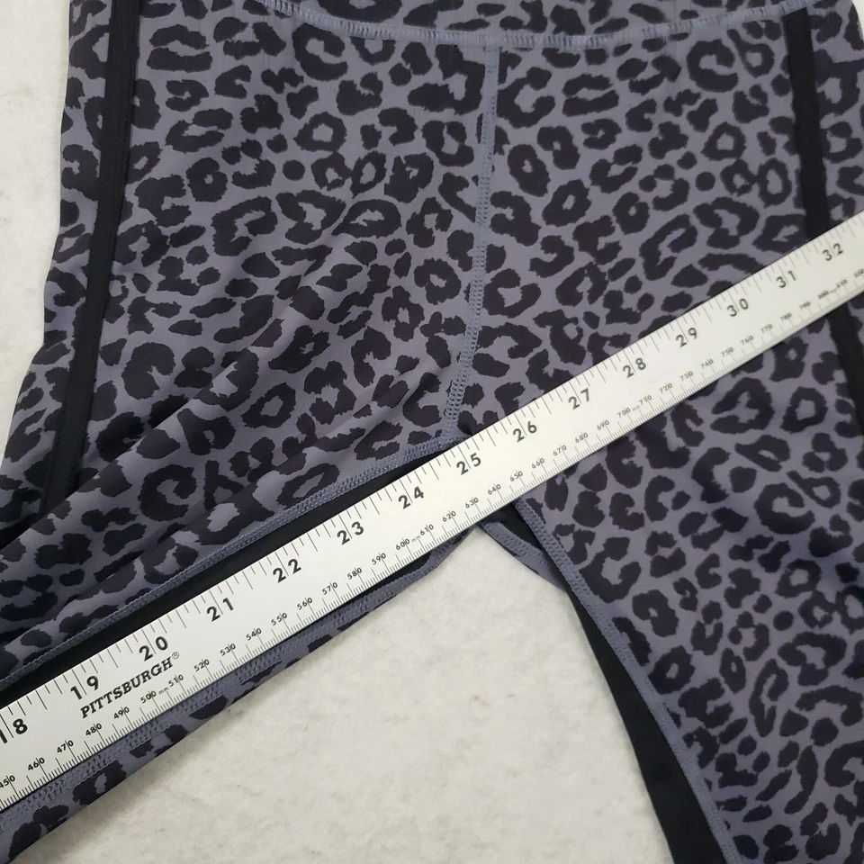 ALL FENIX Cropped Capri High Rise Leggings Womens Small Black/Gray Leopard Print - Image 3 of 4