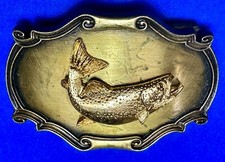 Fish Fishing Vintage 1980 Rraintree Western Framed Sporting Gift Belt Buckle