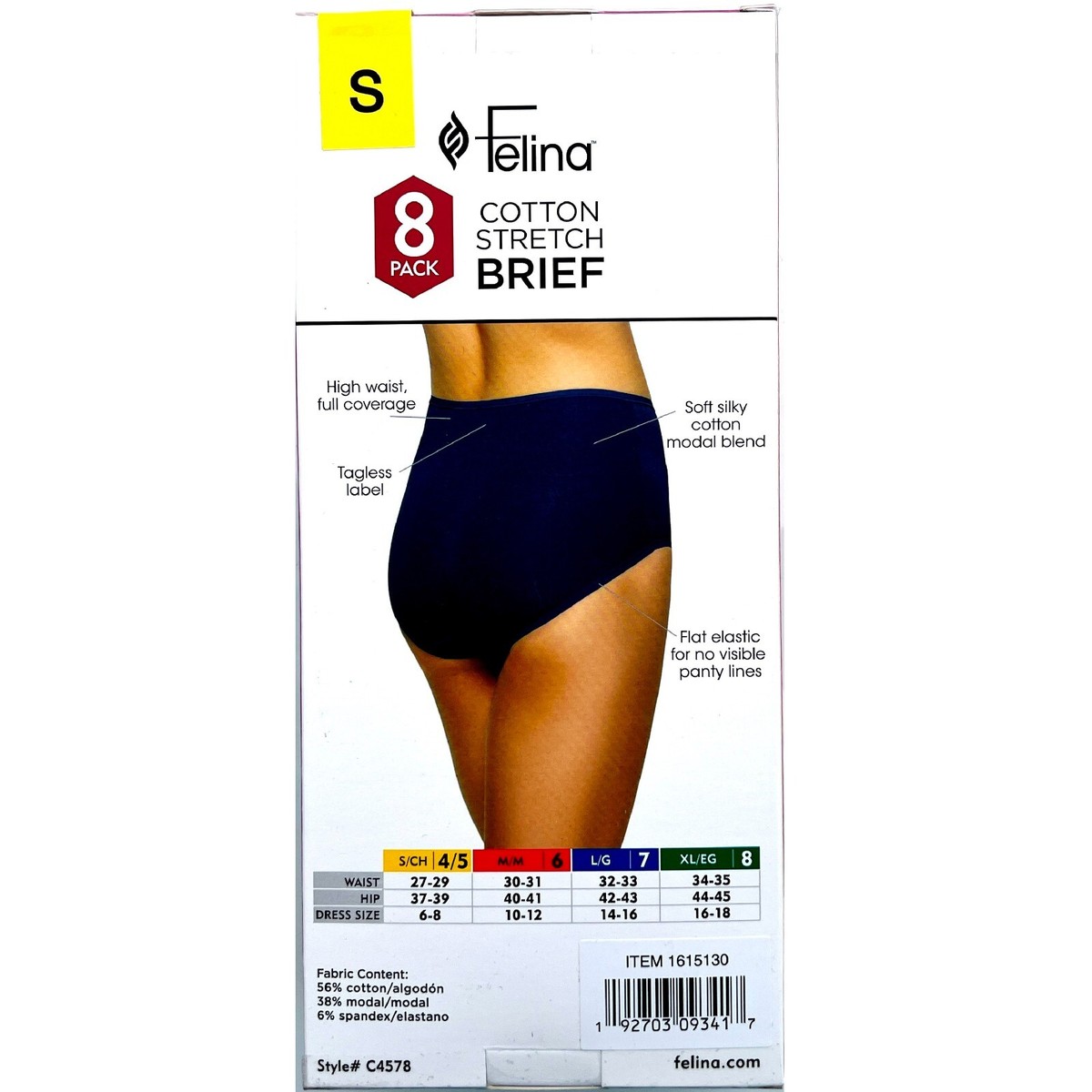 あうさん Felina Women's Cotton Stretch High Waist Brief Panties 8-Pack