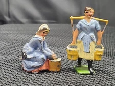 Vintage Lead Johillco Milkmaid Walking and Britians Milkmaid on Stool